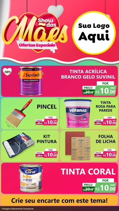 Modelo de TV para TV Vertical com o tema Show das Mães - Ofertas Especiais para Tintas e Ferramentas