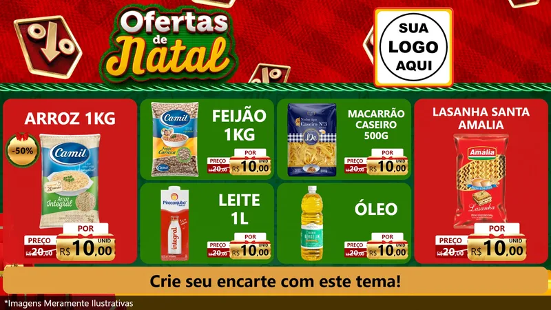 Modelo de TV para TV Horizontal com o tema Ofertas de Natal para Supermercado