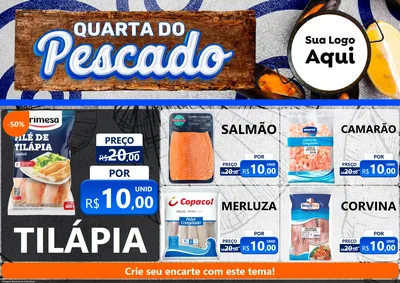 Modelo de Encarte para Encarte A4 Horizontal com o tema Quarta do Pescado para Peixaria