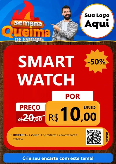 Modelo de Cartaz para Cartaz A4 Vertical com o tema Semana Queima de Estoque para Informática