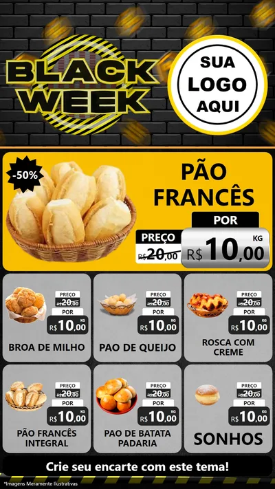 Modelo de Rede Social para Stories com o tema Black Week para Padaria