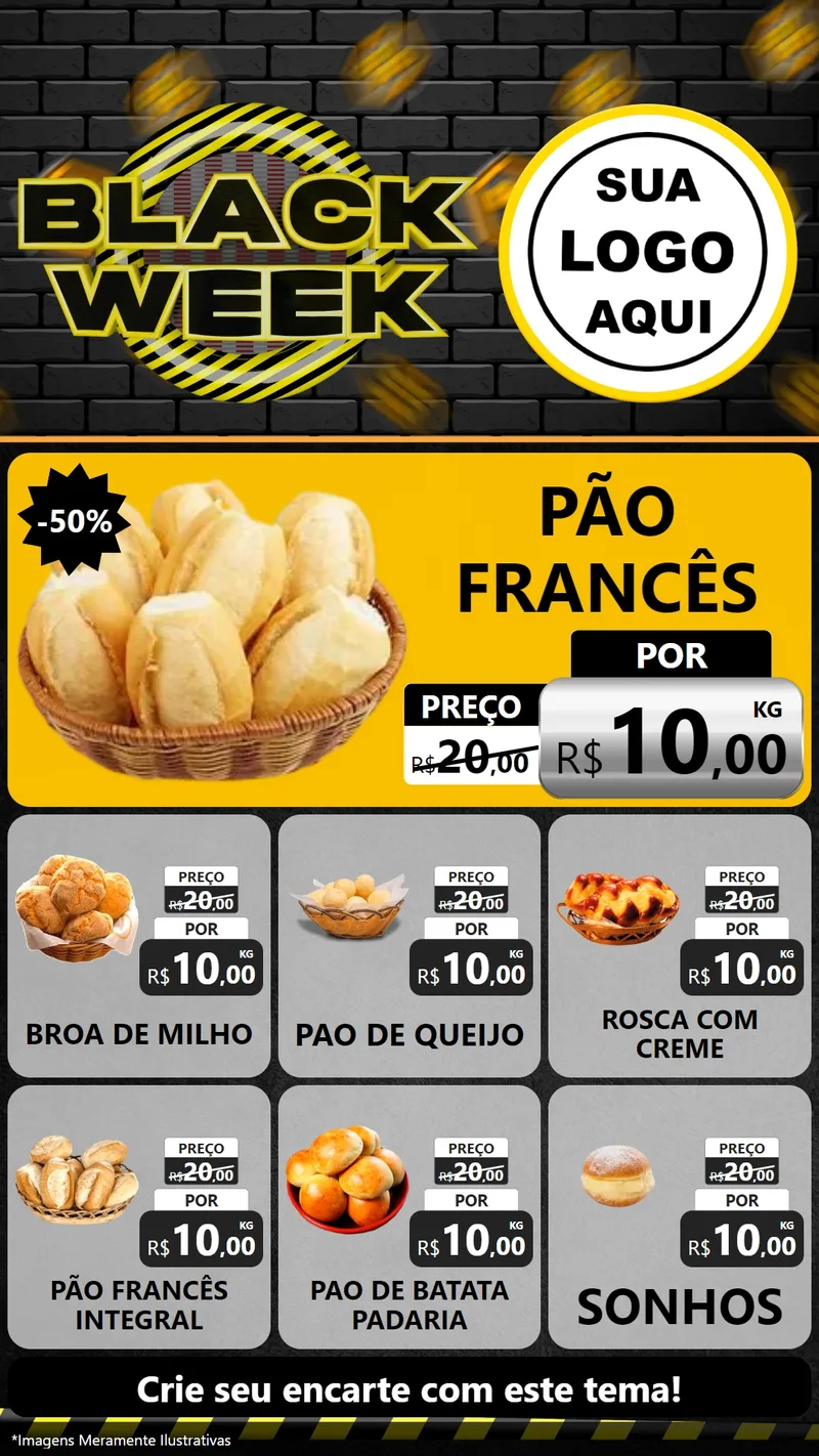 Modelo de Rede Social para Stories com o tema Black Week para Padaria