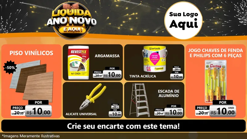 Modelo de TV para TV Horizontal com o tema Liquida Ano Novo É Aqui! para Material para Construção