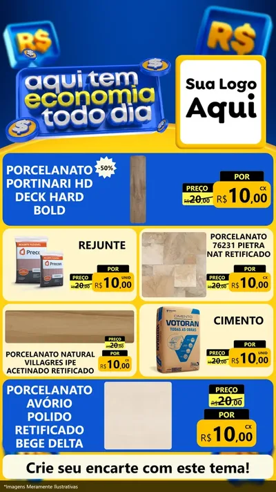 Modelo de TV para TV Vertical com o tema Aqui Tem Economia Todo Dia para Pisos e revestimentos