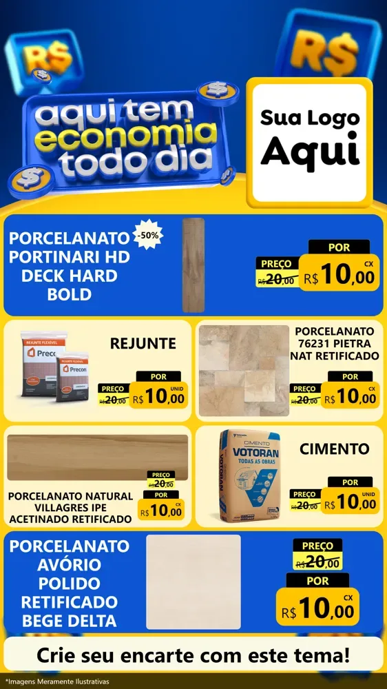 Modelo de TV para TV Vertical com o tema Aqui Tem Economia Todo Dia para Pisos e revestimentos