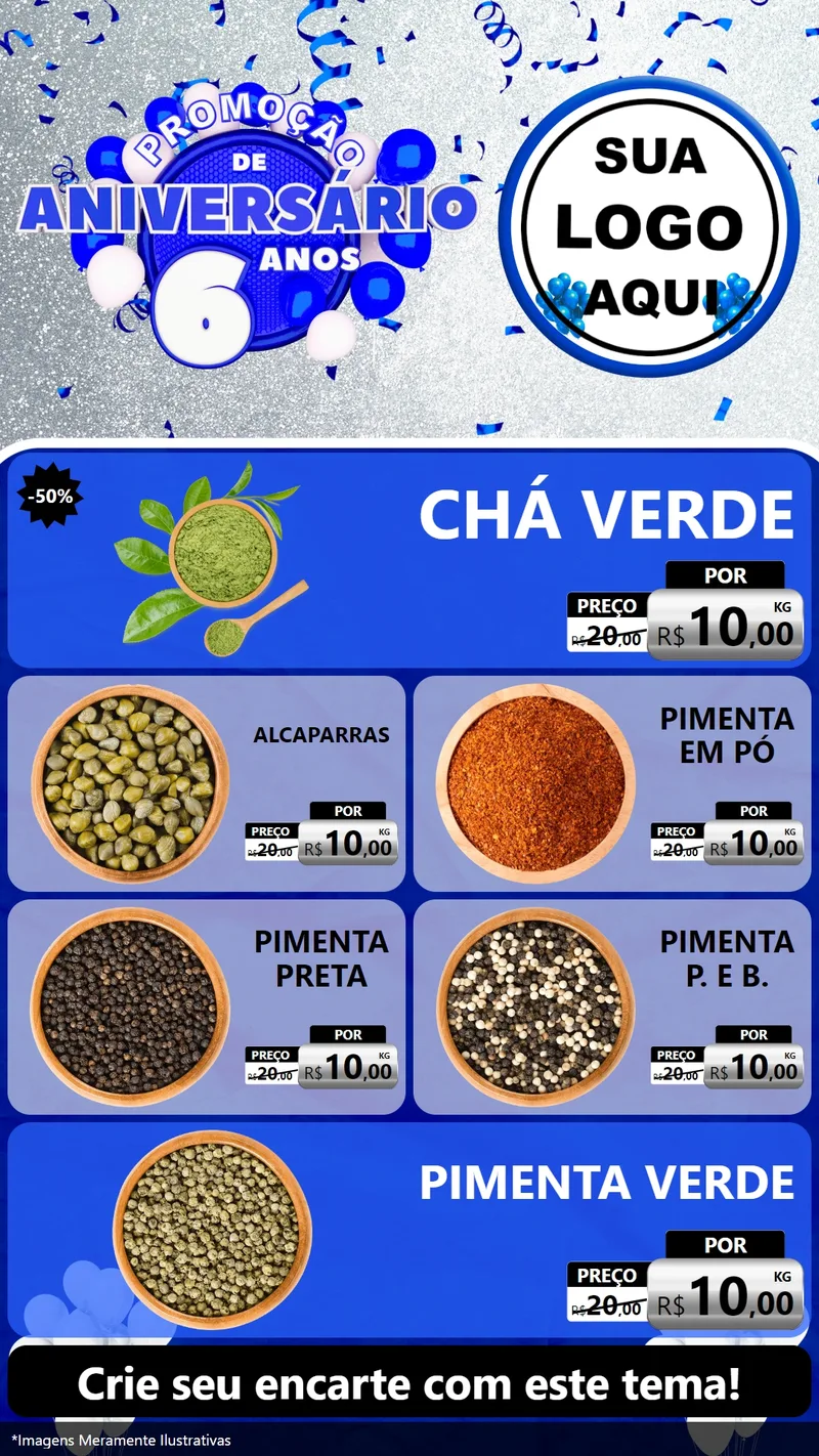 Modelo de TV para TV Vertical com o tema Promoção de Aniversário - 6 Anos para Produtos Naturais