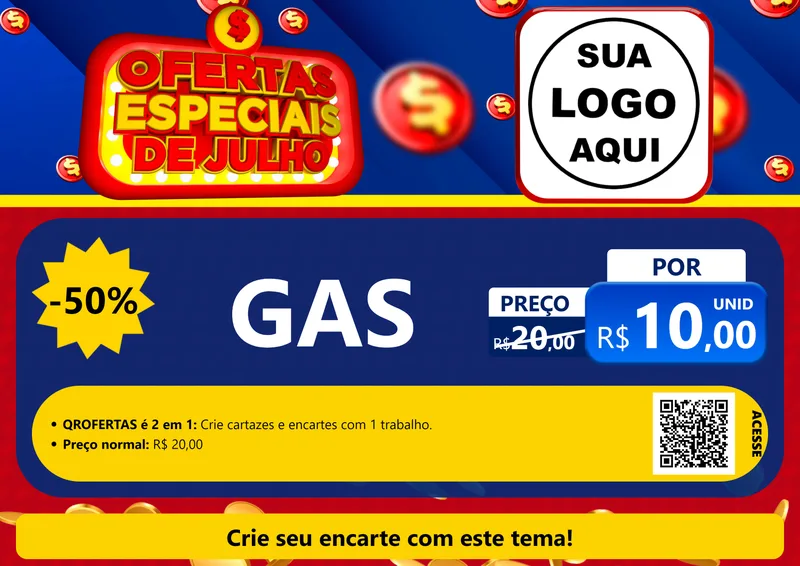 Modelo de Cartaz para Cartaz A4 Horizontal com o tema Ofertas Especiais de Julho para Água e gás