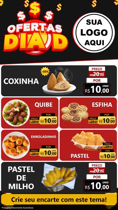Modelo de TV para TV Vertical com o tema Ofertas Dia D para Salgadaria