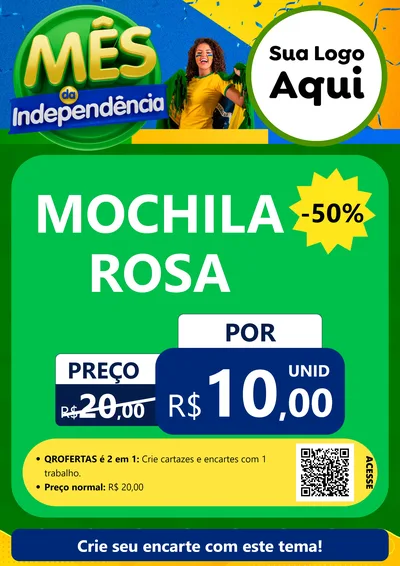 Modelo de Cartaz para Cartaz A4 Vertical com o tema Mês da Independência para Papelaria