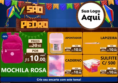 Modelo de Encarte para Encarte A4 Horizontal com o tema São Pedro para Papelaria