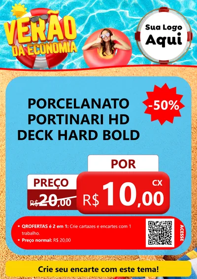 Modelo de Cartaz para Cartaz A4 Vertical com o tema Verão da Economia para Pisos e revestimentos