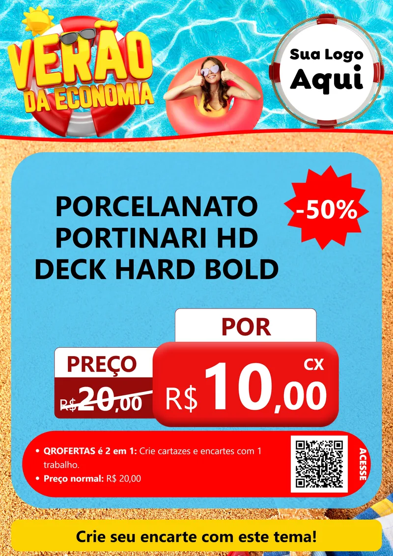 Modelo de Cartaz para Cartaz A4 Vertical com o tema Verão da Economia para Pisos e revestimentos