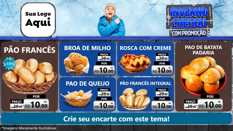 Modelo de TV para TV Horizontal com o tema Inverno Chegou Com Promoção para Padaria