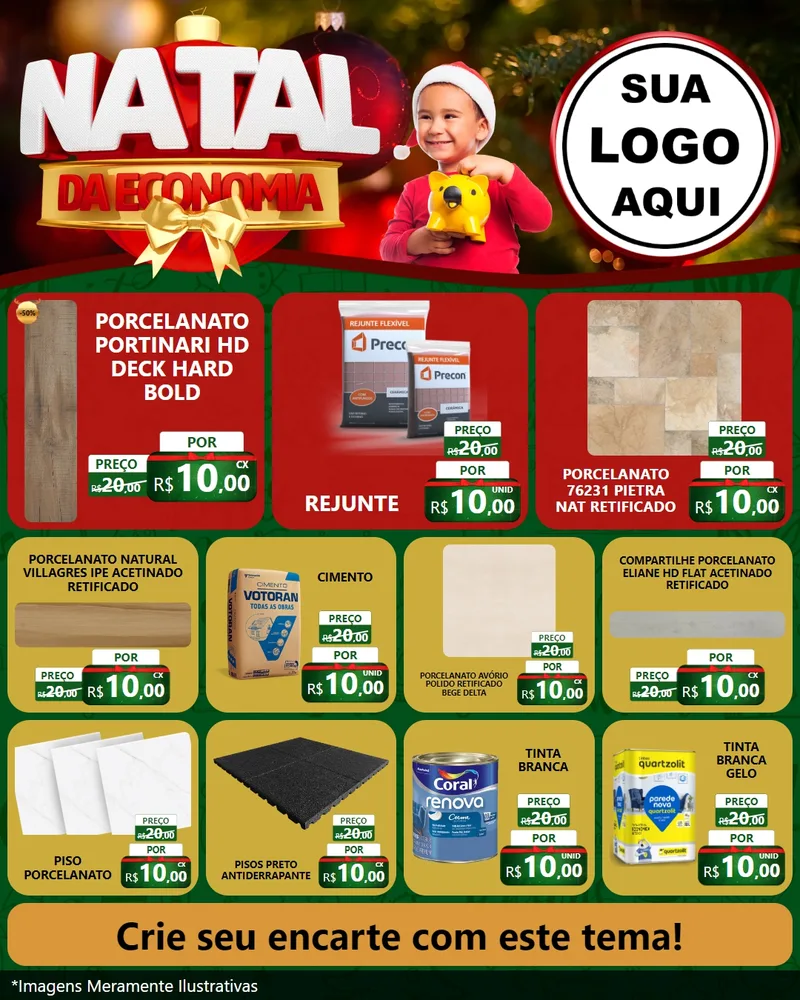 Modelo de Rede Social para Feed Instagram com o tema Natal da Economia para Pisos e revestimentos