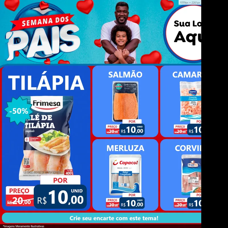 Modelo de Rede Social para Feed Facebook com o tema Semana Dos Pais para Peixaria