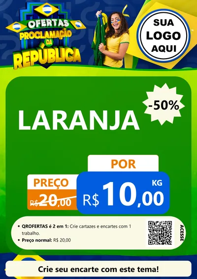 Modelo de Cartaz para Cartaz A4 Vertical com o tema Ofertas Proclamação da República para Hortifrúti