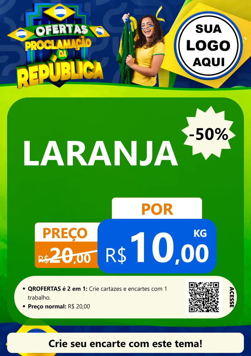 Modelo de Cartaz para Cartaz A4 Vertical com o tema Ofertas Proclamação da República para Hortifrúti