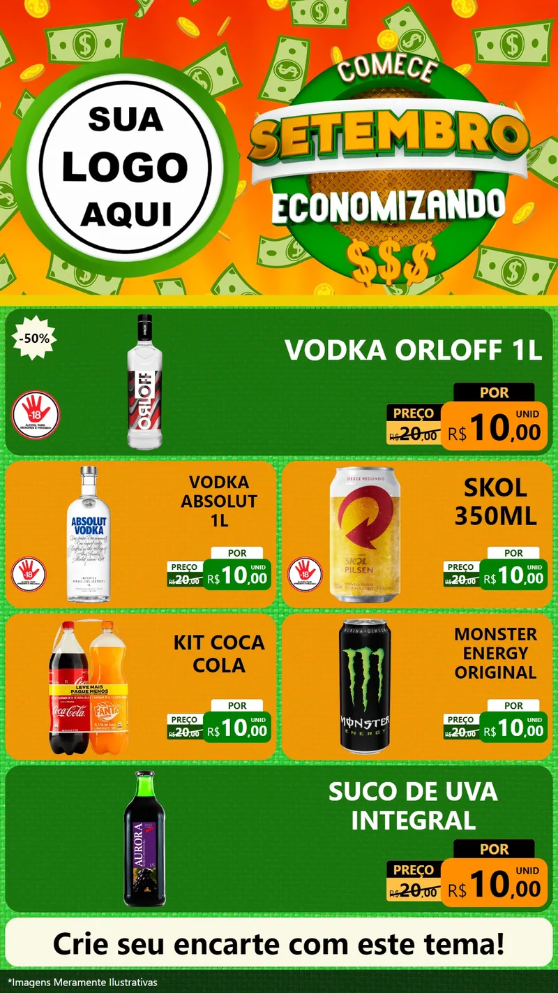 Modelo de TV para TV Vertical com o tema Comece Setembro Economizando para Distribuidora de bebidas