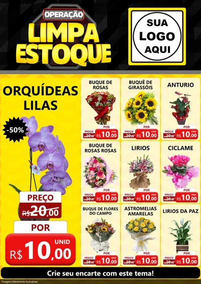 Modelo de Encarte para Encarte A4 Vertical com o tema Operação Limpa Estoque para Floricultura e jardim