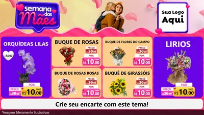 Modelo de TV para TV Horizontal com o tema Semana das Mães para Floricultura e jardim