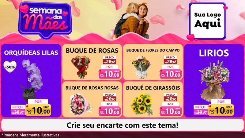 Modelo de TV para TV Horizontal com o tema Semana das Mães para Floricultura e jardim