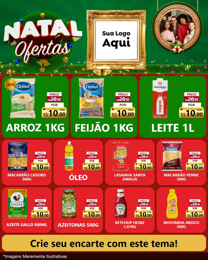 Modelo de Rede Social para Feed Instagram com o tema Natal de Ofertas para Supermercado