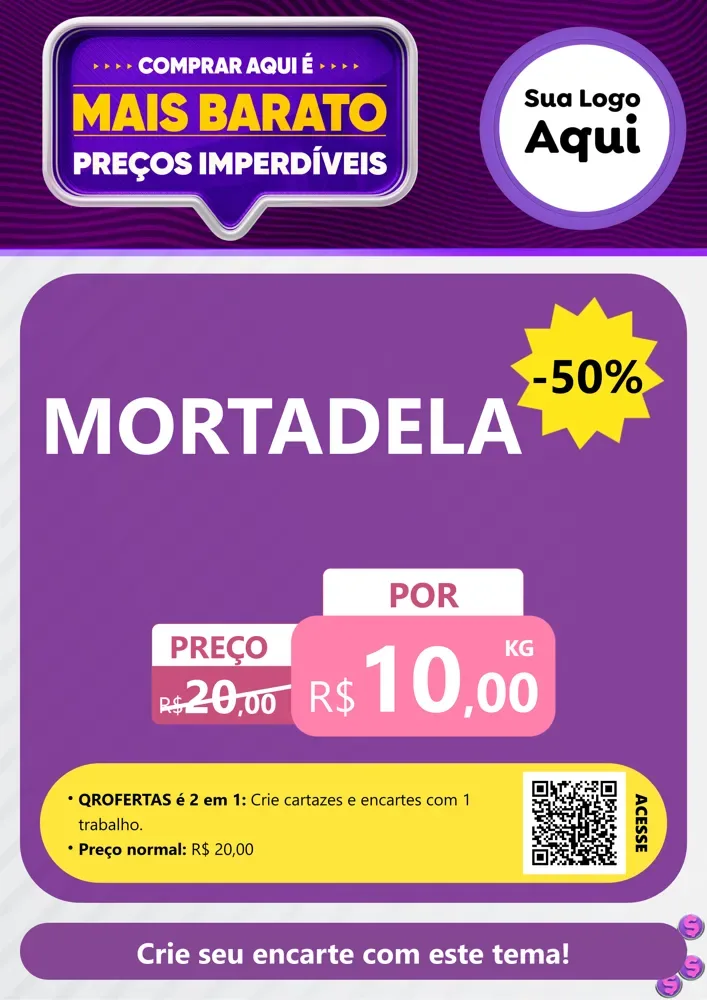 Modelo de Cartaz para Cartaz A4 Vertical com o tema Mais Barato para Frios e Laticínios