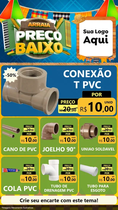 Modelo de Rede Social para Stories com o tema Arraiá de Preço Baixo - Junina para Tubos e conexões