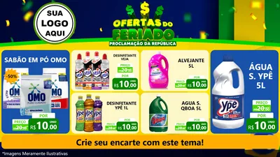 Modelo de TV para TV Horizontal com o tema Ofertas do Feriado - Proclamação da República para Produtos de Limpeza