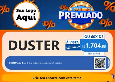 Modelo de Cartaz para Cartaz A4 Horizontal com o tema Janeiro Premiado para Concessionaria de Carros