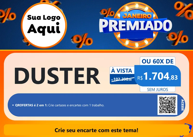 Modelo de Cartaz para Cartaz A4 Horizontal com o tema Janeiro Premiado para Concessionaria de Carros