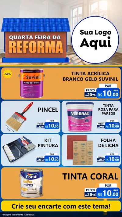 Modelo de TV para TV Vertical com o tema Quarta-feira da Reforma para Tintas e Ferramentas