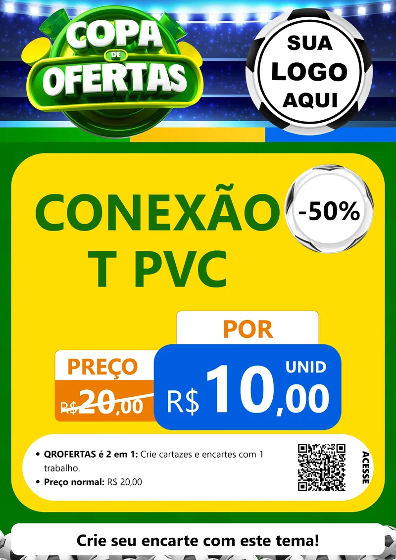 Modelo de Cartaz para Cartaz A4 Vertical com o tema Copa de Ofertas para Tubos e conexões