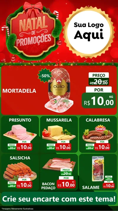 Modelo de Rede Social para Stories com o tema Natal de Promoções para Frios e Laticínios