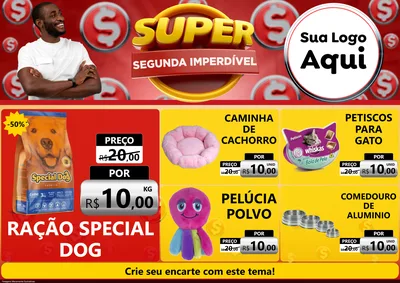 Modelo de Encarte para Encarte A4 Horizontal com o tema Super Segunda Imperdível para Pet Shop