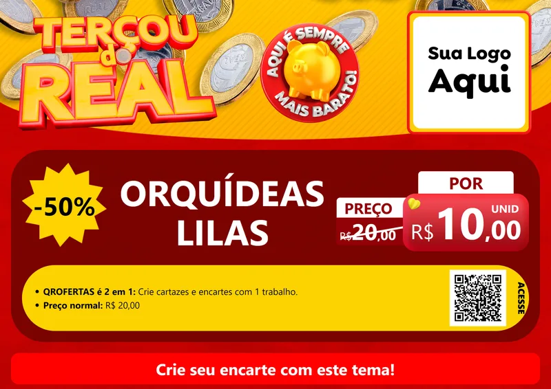 Modelo de Cartaz para Cartaz A4 Horizontal com o tema Terçou do Real para Floricultura e jardim