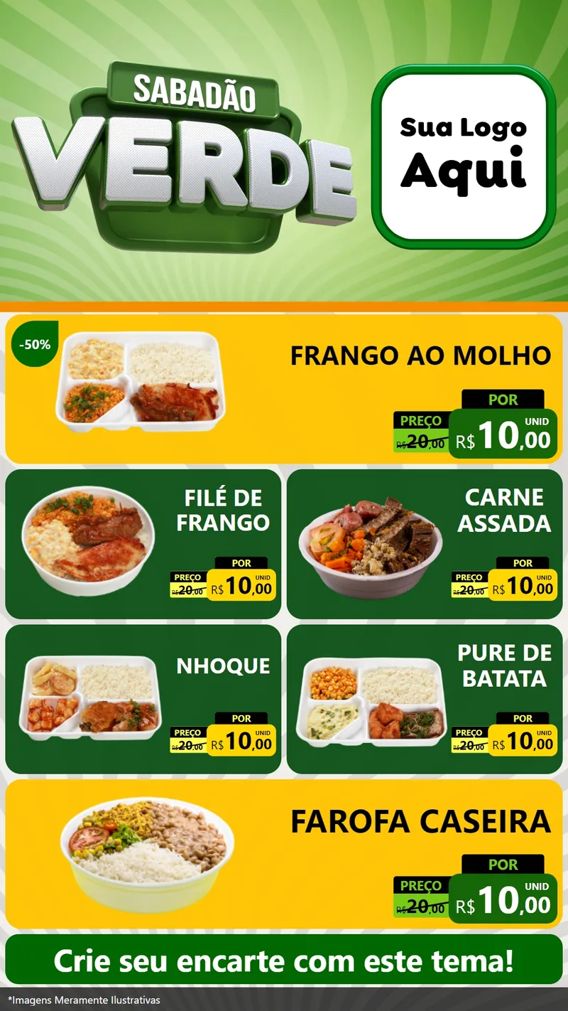 Modelo de TV para TV Vertical com o tema Sabadão Verde para Restaurante