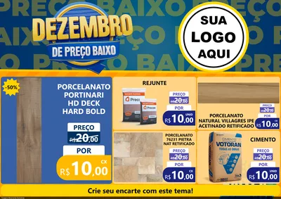 Modelo de Encarte para Encarte A4 Horizontal com o tema Dezembro de Preço Baixo para Pisos e revestimentos