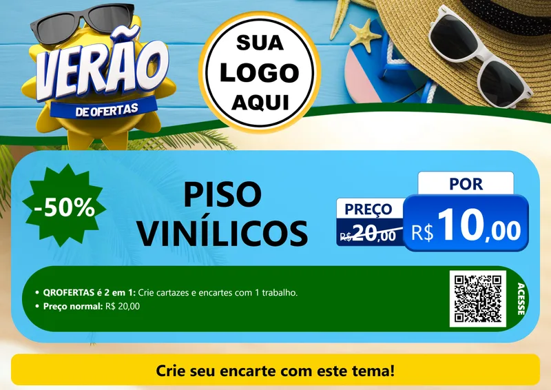 Modelo de Cartaz para Cartaz A4 Horizontal com o tema Verão de Ofertas para Material para Construção