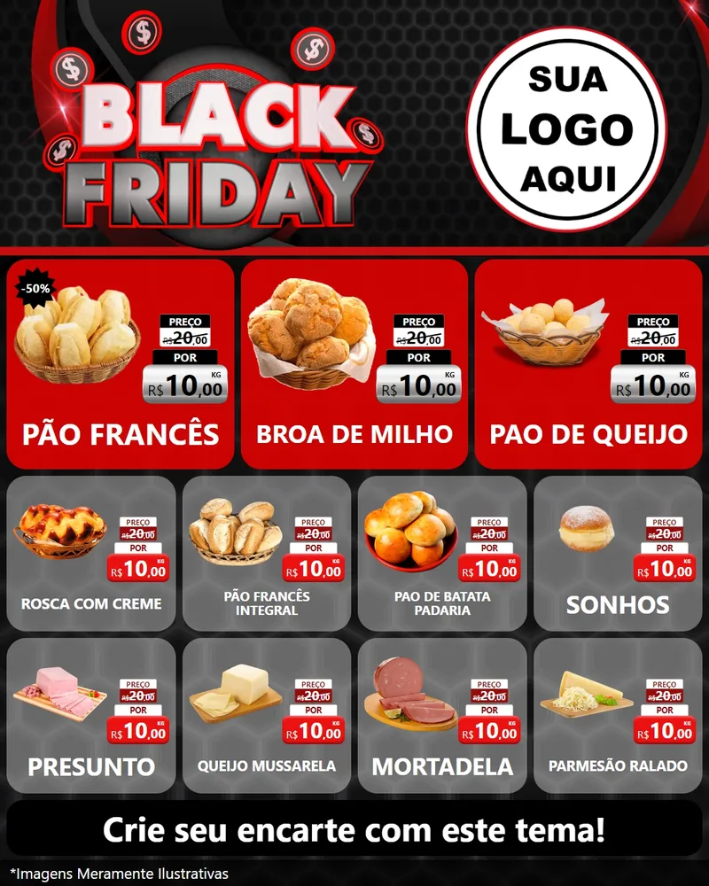 Modelo de Rede Social para Feed Instagram com o tema Black Friday para Padaria