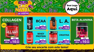 Modelo de TV para TV Horizontal com o tema Carnaval de Ofertas para Suplementos alimentares