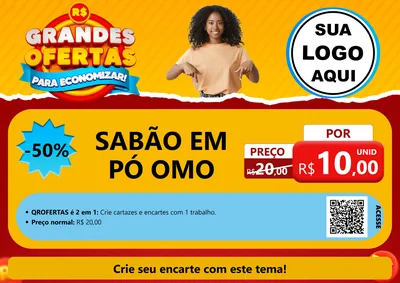 Modelo de Cartaz para Cartaz A4 Horizontal com o tema Grandes Ofertas Para Economizar! para Produtos de Limpeza