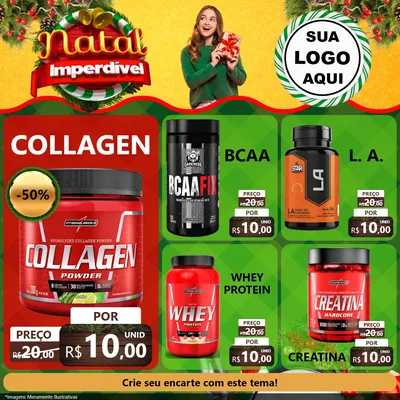 Modelo de Rede Social para Feed Facebook com o tema Natal Imperdível para Suplementos alimentares