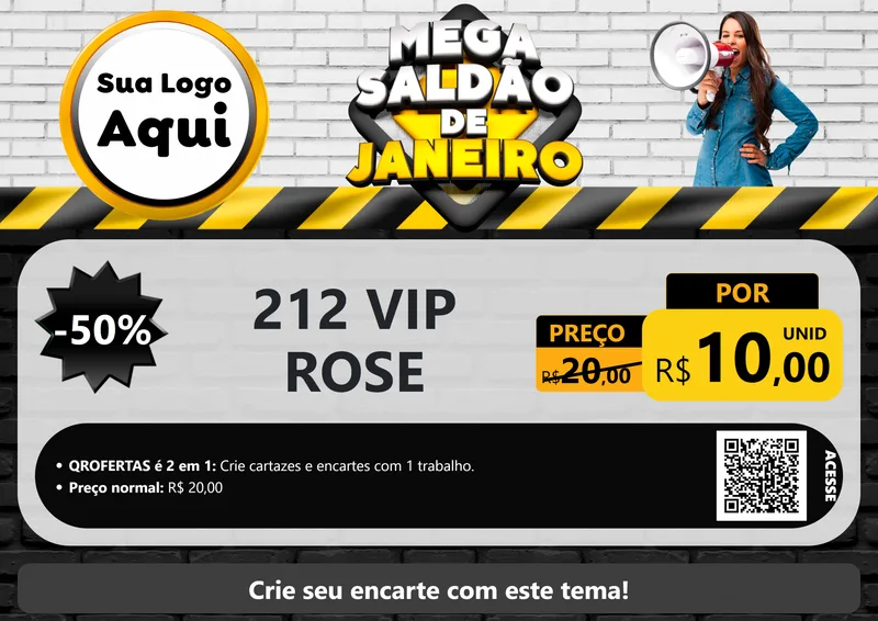 Modelo de Cartaz para Cartaz A4 Horizontal com o tema Mega Saldão de Janeiro para Perfumes