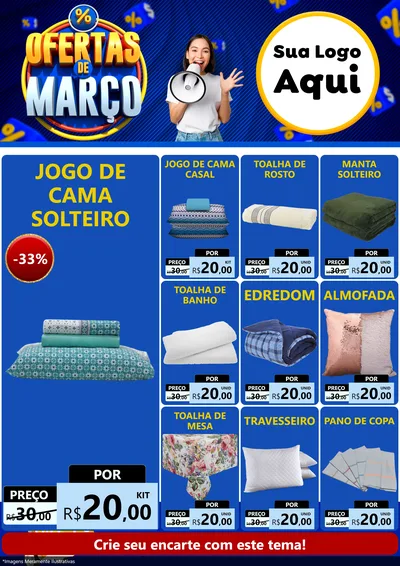 Modelo de Encarte para Encarte A4 Vertical com o tema Ofertas de Março para Cama, Mesa e Banho
