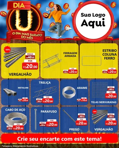 Modelo de Rede Social para Feed Instagram com o tema Dia U - O Dia Mais Barato Do Mês para Ferragens