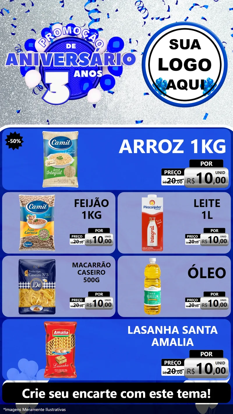 Modelo de TV para TV Vertical com o tema Promoção de Aniversário - 3 Anos para Supermercado
