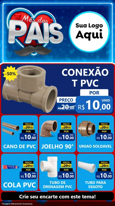 Modelo de Rede Social para Stories com o tema Mês Dos Pais para Tubos e conexões
