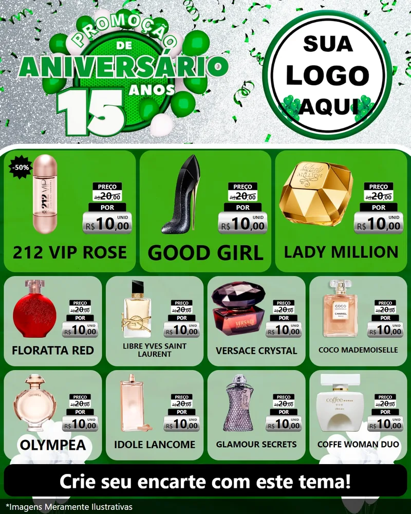 Modelo de Rede Social para Feed Instagram com o tema Promoção de Aniversário - 15 Anos para Perfumes