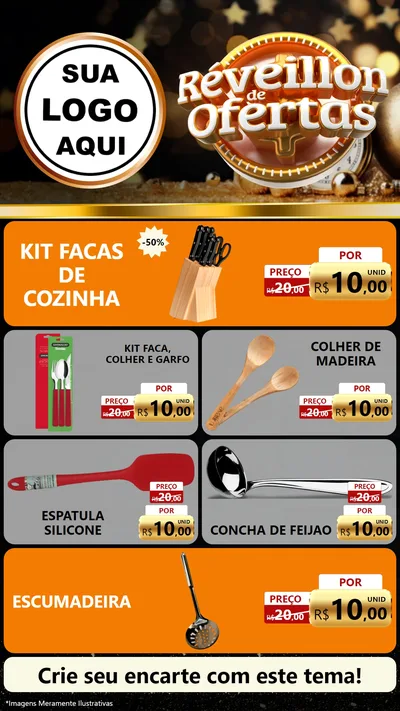 Modelo de TV para TV Vertical com o tema Réveillon de Ofertas para Utilidades Domésticas